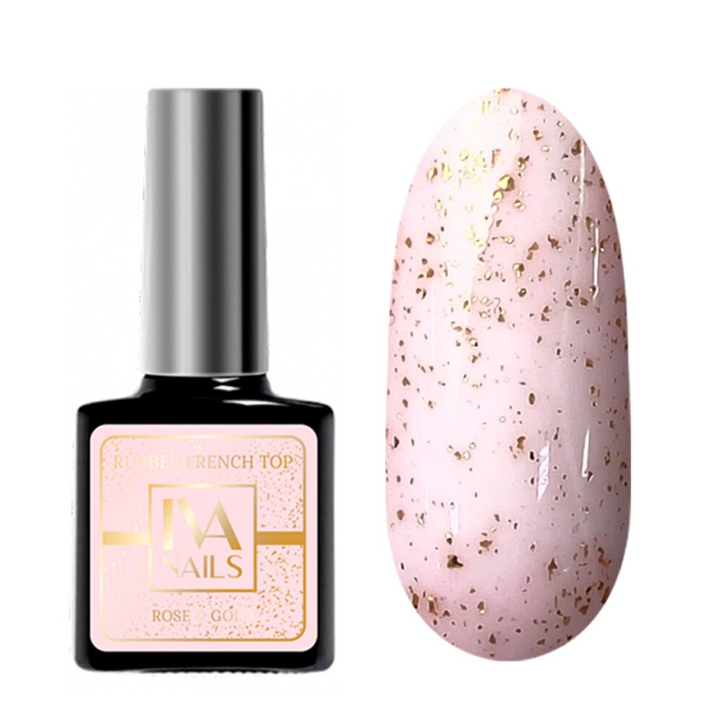  IVA Nails Rubber Top , ROSE & GOLD (8ml)